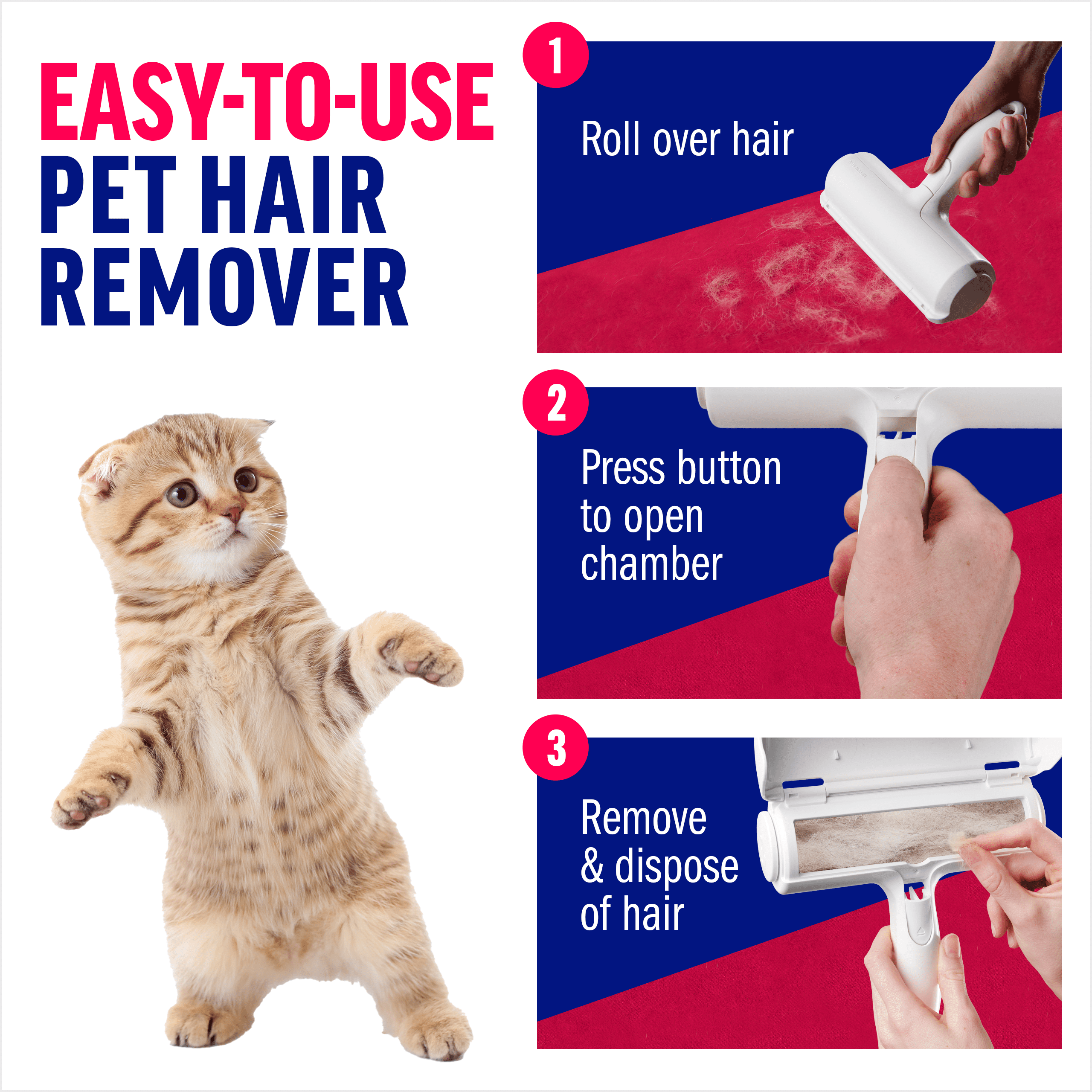 Chomchom White Reusable Pet Hair Roller, Pet Hair Remover, No Tape